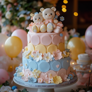 Elegant Gender-Neutral Baby Shower Cake Design