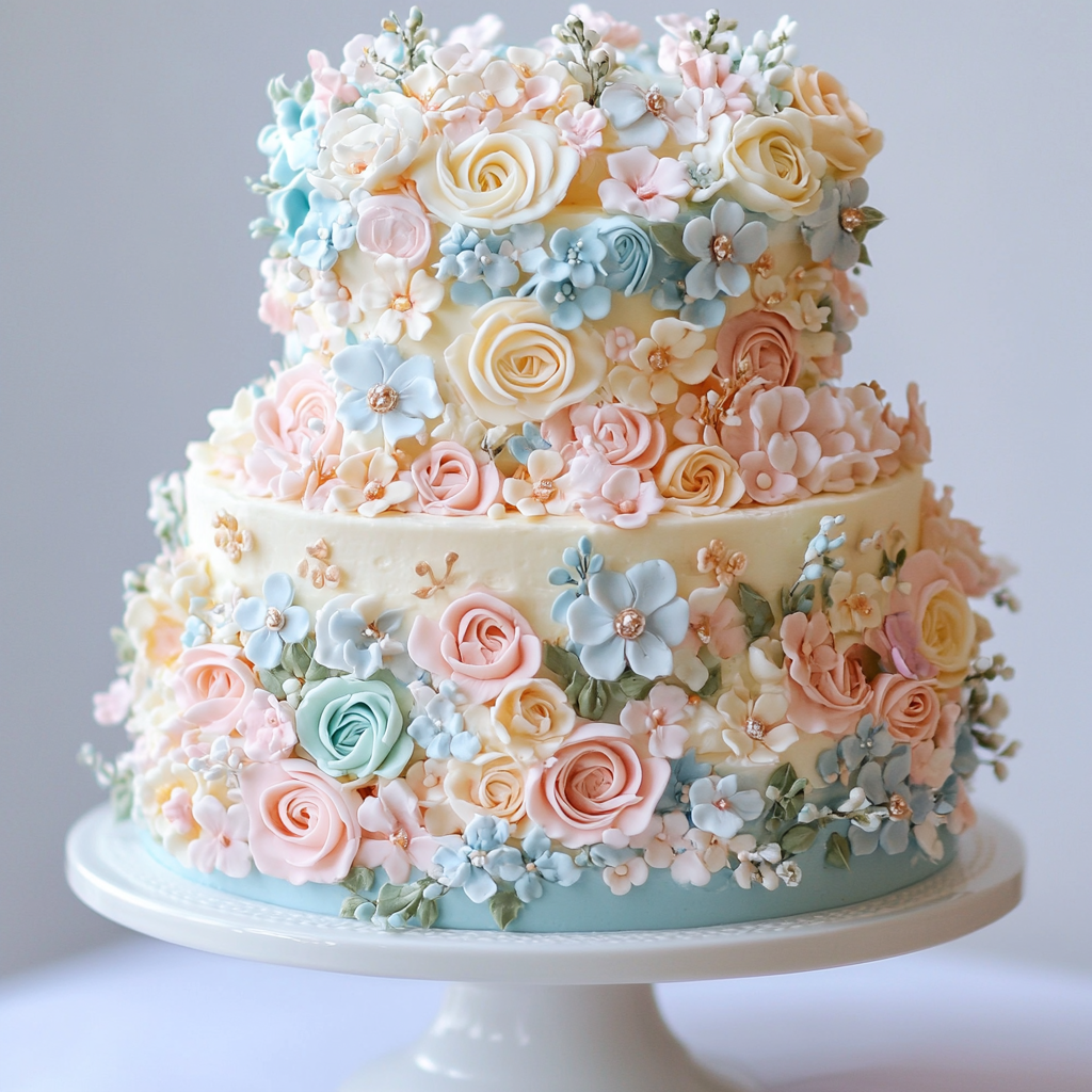 Whimsical Baby Shower Cake with Elegant Pastel Design